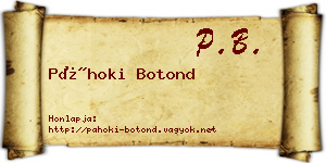 Páhoki Botond névjegykártya